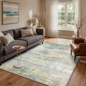 【Deals For You Days】GENIMO Modern Abstract Rug – Soft, Non-Slip, Pet Friendly, Machine Washable Rug, Area Rug Ideal for Living Room, Bedroom, Kitchen, Hallway, Elegant Floor Decor ,DT8202-TEAL ECHO