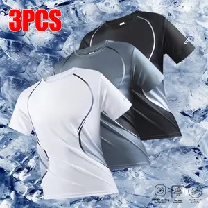 Clean Gent Men’s Solid Color Crew Neck Raglan Sports T‑Shirt Set, Quick-Dry Breathable Comfortable Short‑Sleeve T‑Shirts, Suitable for Running, Fitness, and Sports