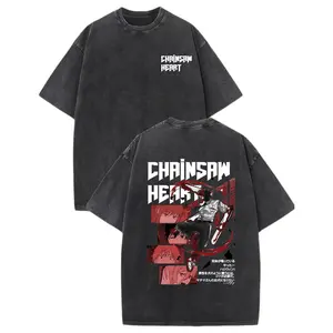 Vintage Washed Chainsaw Man T-Shirt Denji & Devil Hunters Shirt for Menswear Top Premium Cotton Streetwear Tee with Iconic Denji Print Anime Fans Gift