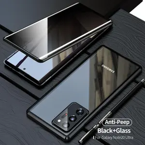 Newest Anti Peeping Metal Magnetic Privacy Glass Case For Samsung Galaxy S22 Note 20 Ultra S20 S21 S22 Plus 360 Full Cover