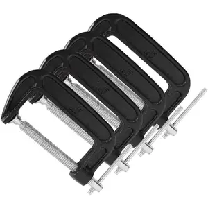 4 Inch C-Clamp Set, Heavy Duty Steel C Clamp Industrial Strength C Clamps for Woodworking, Welding, and Building(4PCs)