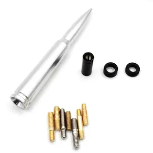 HITTCRAFT.50 BMG Style Antenna (short-style design made of 6061 aluminum alloy); compatible with a wide range of vehicle models including Chevrolet, Dodge, Jeep, Ford, Toyota, GMC, and Nissan; includes 11 adapters for easy installation.
