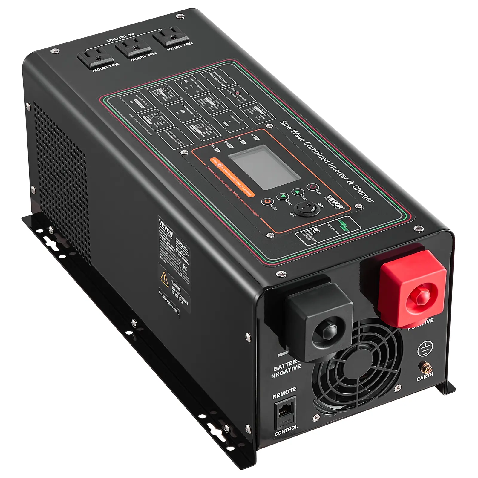 【summerfinds】VEVOR Pure Sine Wave Inverter Charger, 3000 Watt, DC 24V to AC 120V Power Inverter with LCD Display, Remote Control, Solar Inverter for Off-Grid Solar RV Boat Home, Compatible with Various Batteries