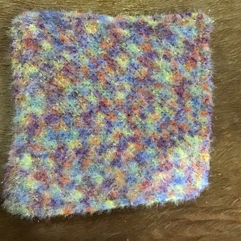 Hand Knitted Rainbow Scrubby Towel - Soft Multicolored Textured Fabric Towel
