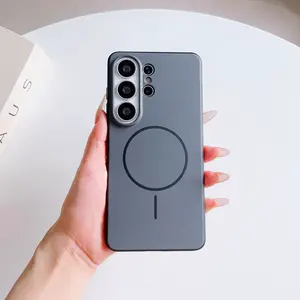 Soft Silicone Magnetic Case for Samsung Galaxy S26 Ultra S25 Ultra S24 Ultra, Shockproof Military Grade Protective Phone Cover, Minimalist Solid Color Slim Wireless Charging Compatible Case