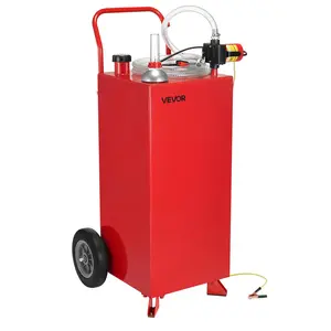 VEVOR 30 Gallon Gas Caddy, Max Flow 32L/min, Diesel Tank with Electric Pump, Diesel Storage Tank with 2 Wheels & 10 ft Hose, Gas Container for ATV, Car, Mowers, Boat, Motorcycle, and More, Red
