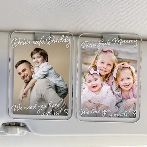 Personalized Car Visor Clip Gift for Mom, Custom Photo Memory Keepsake Gift, Mothers Day Gift from Daughter Son, Picture Drive Safe Gift