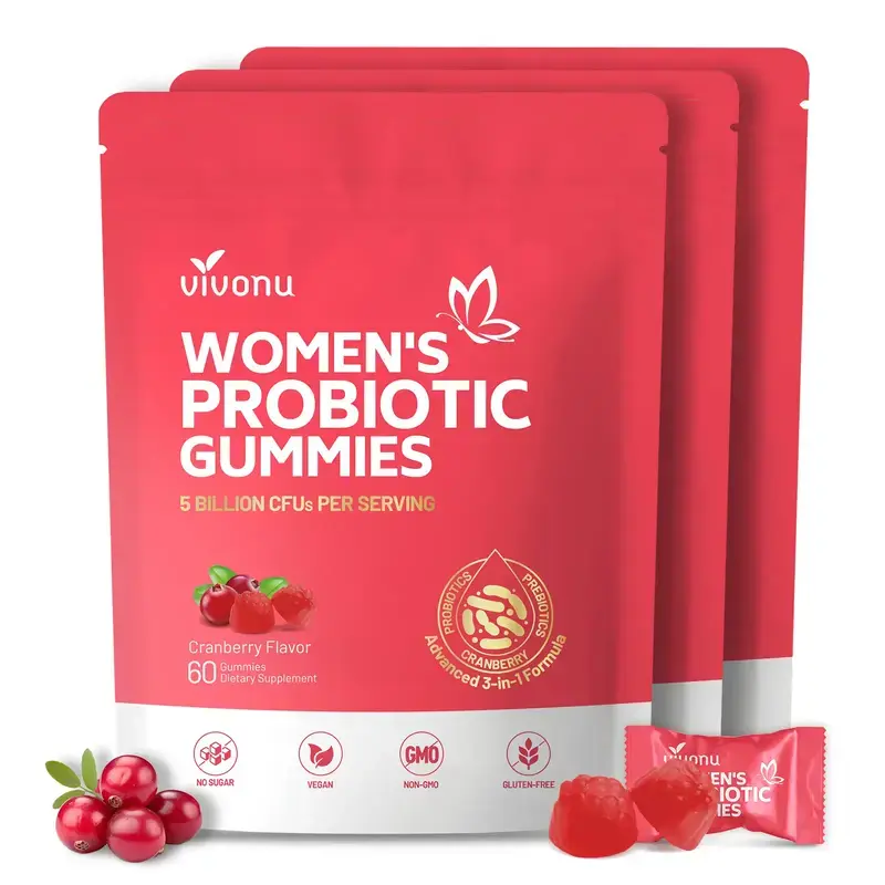 Cranberry Probiotic Gummies | Targeting Body Odor, Women's Health, and Body Balance | Vegan (60 Gummies per Pack) SummerVibes