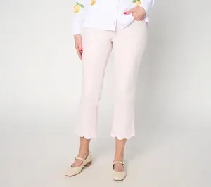 Belle by Kim Gravel Petite TripleLuxe Twill Scallop Cropped Jean