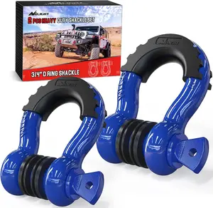 Nilight 2 Pack 3/4" D-Ring Shackle with 7/8" Screw Pin 41,887lbs Break Strength, Heavy Duty Off Road Recovery Shackle with Isolators Washers for Use with Tow Strap, Winch, Off-Road Jeep Truck Vehicle Parts Hardware Industrial Rubber dealsforyoudays