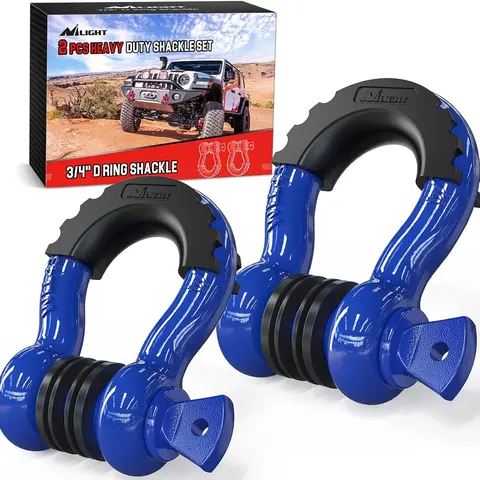 Nilight 2-Pack 3/4" D-Ring Shackles with 7/8" Screw Pins, 41887lbs Break Strength, Heavy-Duty Off-Road Recovery Shackles with Isolators & Washers for Jeeps, Trucks, SUVs, Tow Straps, Winch, Automotive Hardware Rope (Titanium)