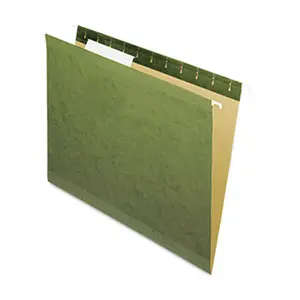 Pendaflex  Reinforced Hanging File Folders- Untabbed- Kraft- Letter- Standard Green- 25/Box