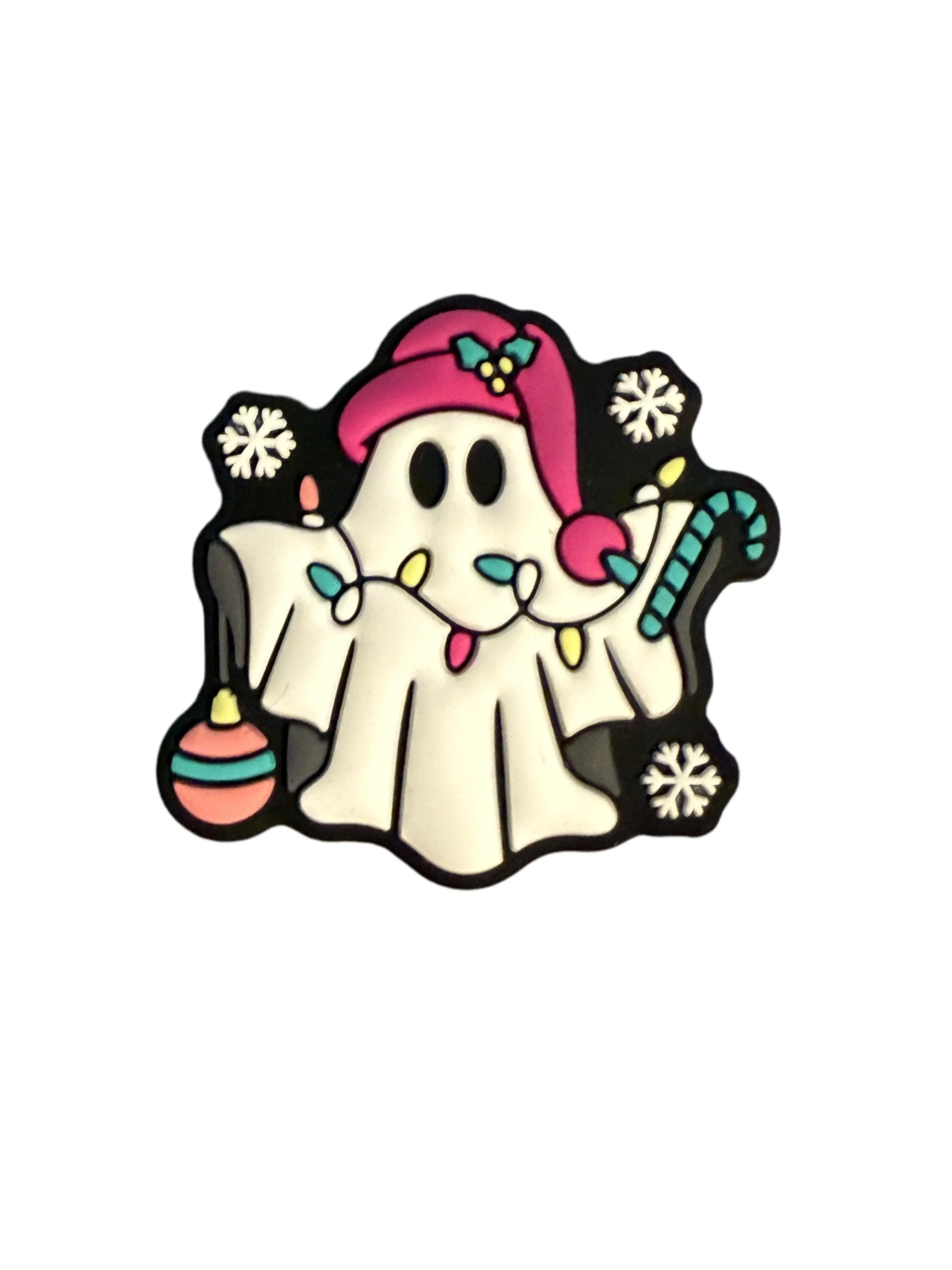 F/CHR12 (1)PC 1.1" Christmas Ghost W/Ornament/Candy Cane/Santa Hat Focal Bead for DIY Keychains, Wristlets, Cup Charms, Car Charms ETC