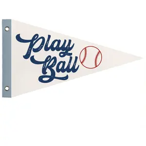Baseball Sports Nursery Playroom Decor, Baseball Pennant Banner Flags, Kids Sports Wall Art for Toddler Bedroom, Baseball Party Decorations Play Ball Banner, 8x14 Inch