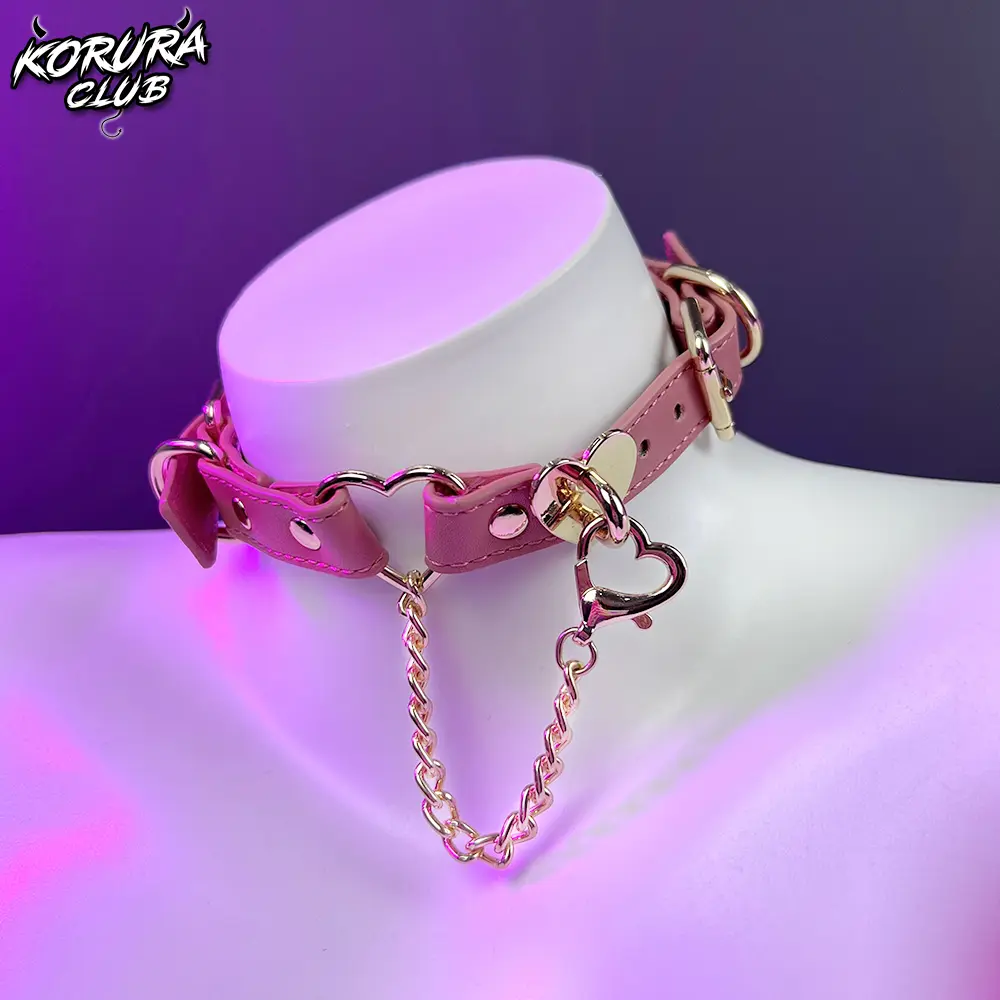 KORURACLUB Women's Distinctive Costume Double Heart Necklace, KA04 Model Heart Lock Choker, Fashionable Accessory Chain Jewelry Necklaces for Black Friday-Christmas, Female