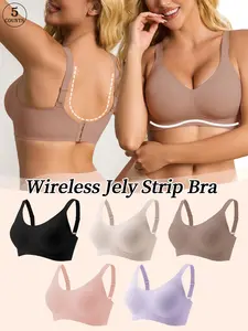 5pcs jelly seamless bra elegant back enhances shape closure saves time natural lift wireless Supportive bra ideal for fuller bust women Wireless Compression Bras