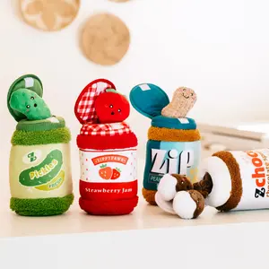 ZippyPaws Bungee Burrows - Interactive Dog Toy with 2 Miniz & Round Squeaker with Fruit Jam Designs