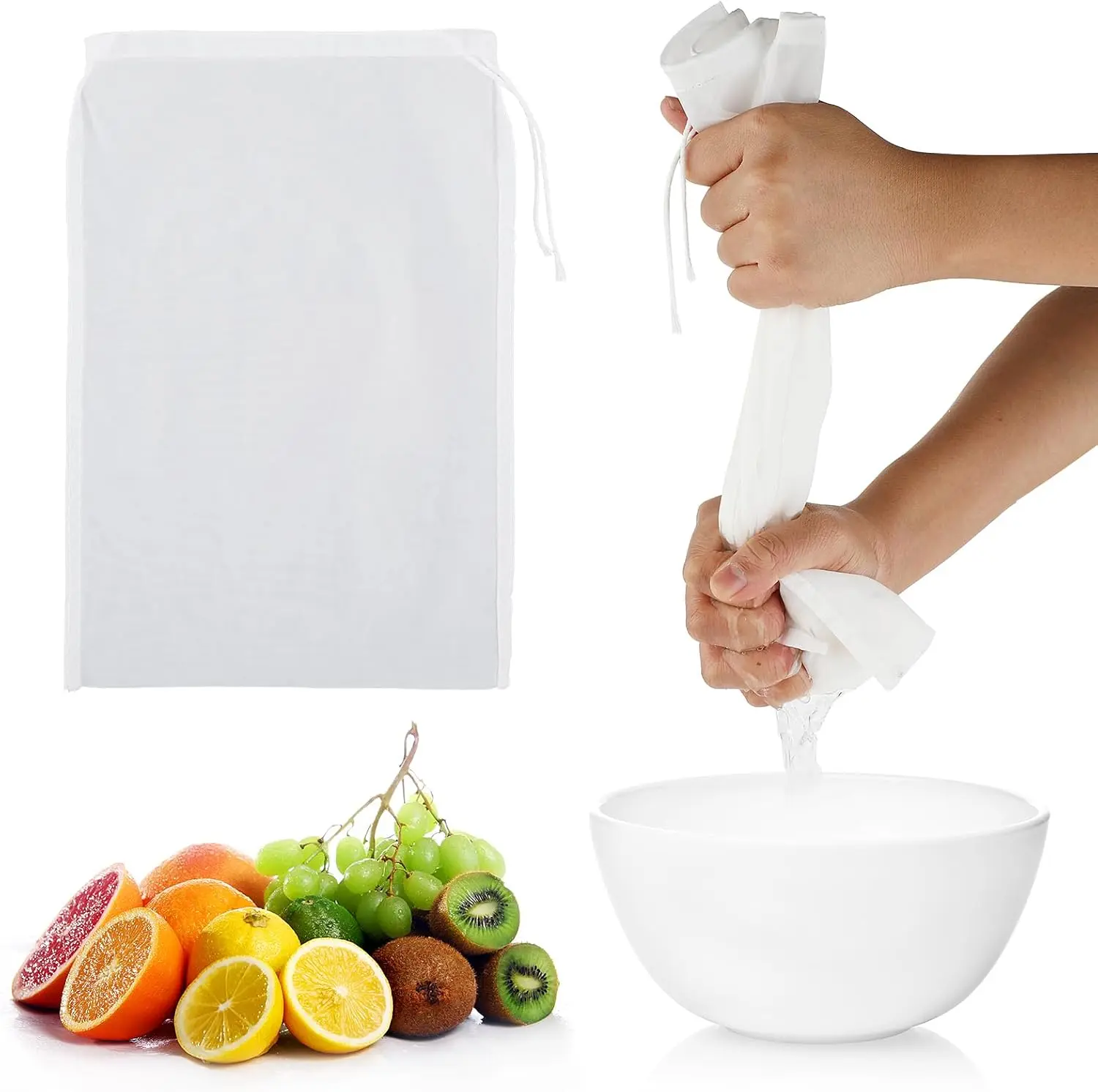 4 Pack Nylon Nut Milk Bag - Reusable Food Strainer for Straining Juice Coffee Yogurt Tea - Kitchen, Utensils
