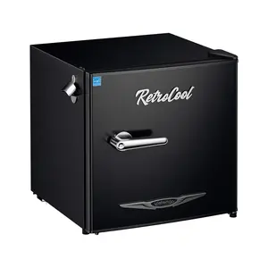 Upstreman retro mini fridges 1.7 Cu.Ft Pink Classic Metal Handle Side Bottle Opener Adjustable Thermostat Energy Saving Compact Refrigerator for Office Bedroom Dorm FR17 Pro Freezer pantry drink fridge skincare fridge