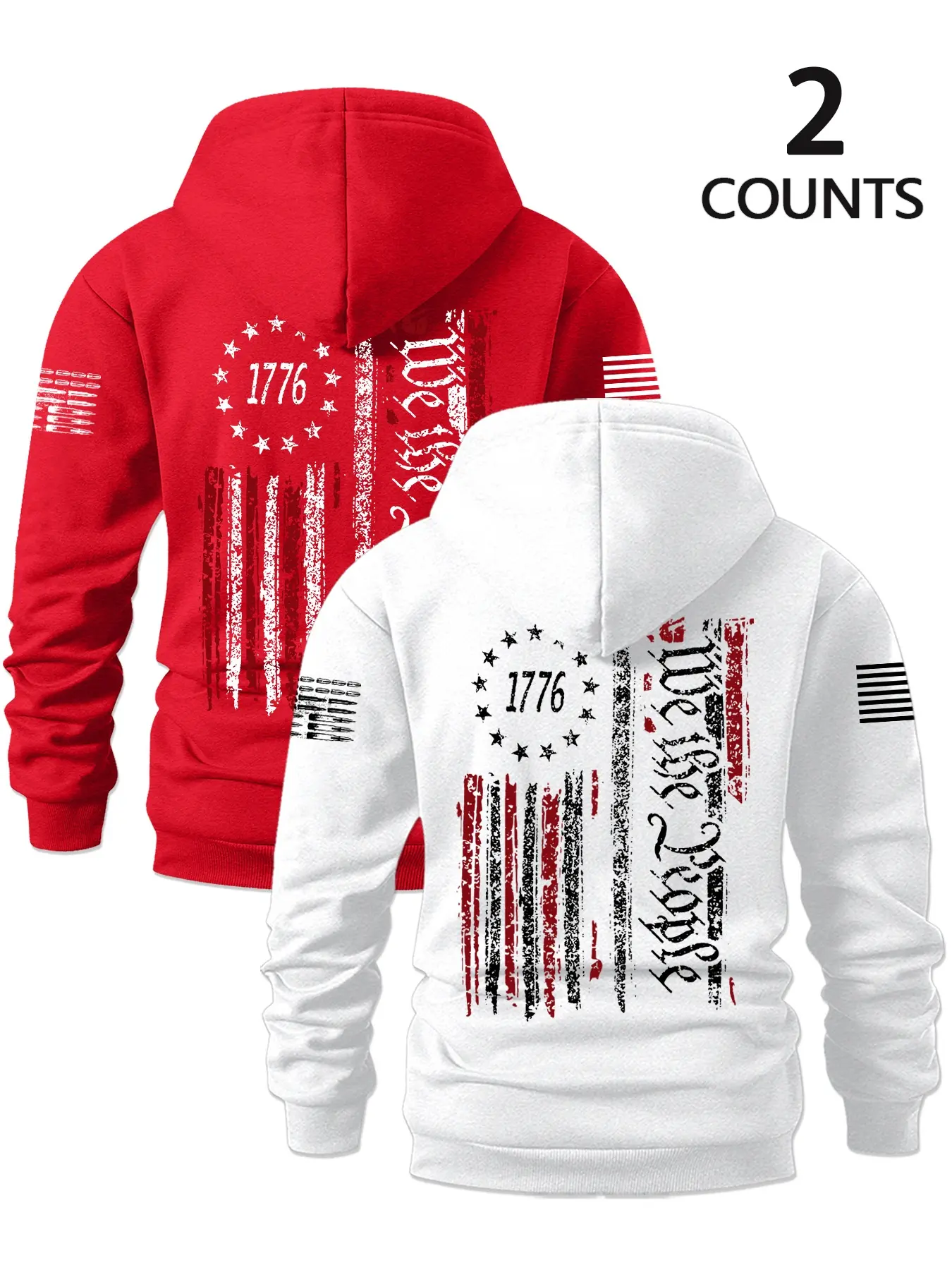 Men's Graphic Flag Pattern Hoodies Sweatshirts Set, Casual Loose Thick Long Sleeve Graphic Print Hoodie Pullover, Comfortable Daily Wear, Perfect Fall & Winter Choice, Fabric