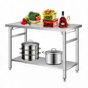 Stainless Steel Folding Table 48x24 Inch, 920 LBS Heavy Duty Commercial Prep Table with Adjustable Undershelf & Feet, Foldable Stainless Steel Work Table Workstation for Kitchen Restaurant Garage