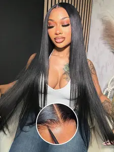 4x4 HD Lace Closure Glueless Wig Straight  Human Hair 180% Density Wig Bleached Knots Pre-Cut Lace with adjustable Strap for Women's Design