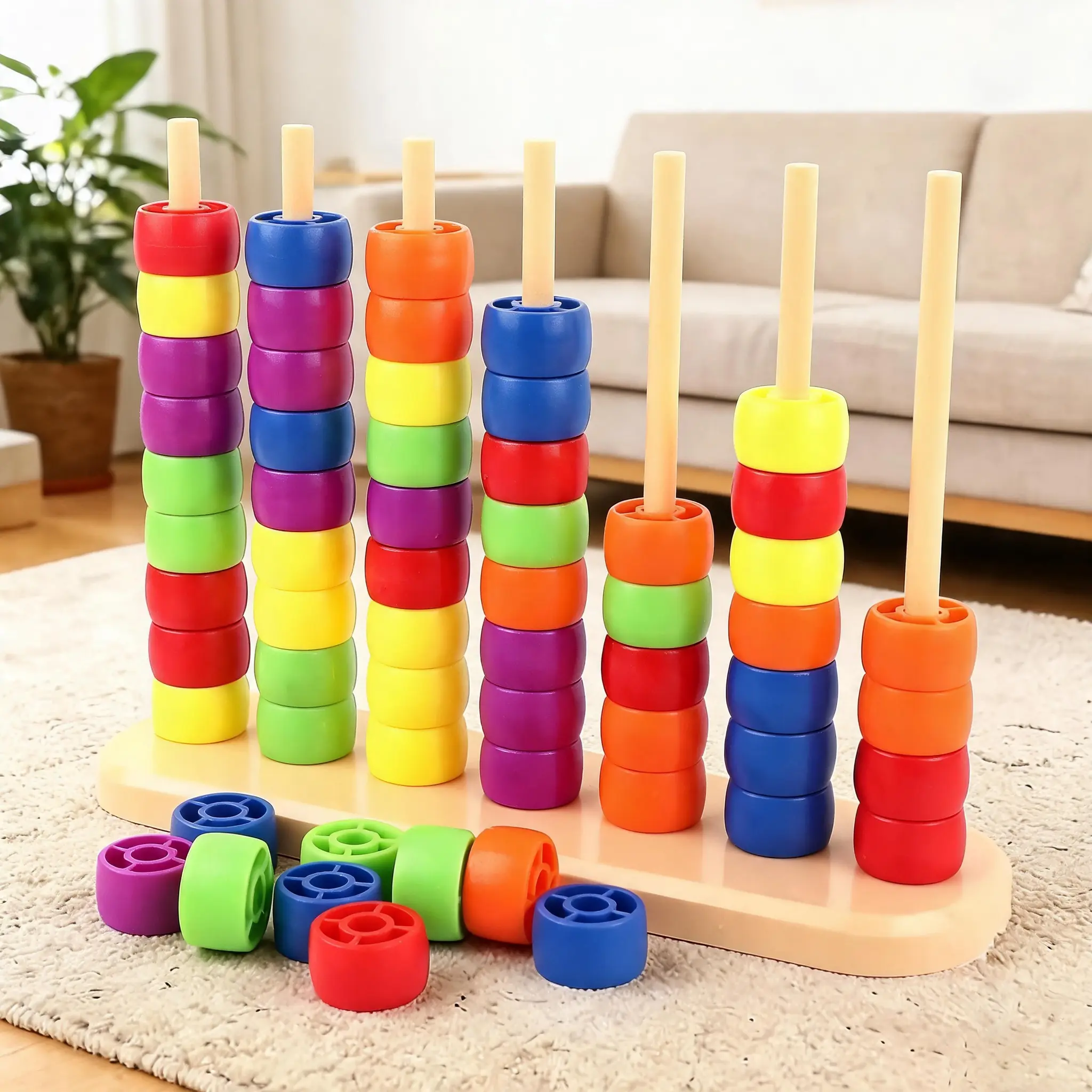 Fun Color Stack Challenge Game,A Fast-Paced Color Matching Puzzle Game for Fun Parties and Family Game Night,Includes Stack Racks,color peg colorful stacking block