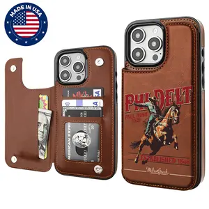 Phi Delt Cowboy Horse Leather Aesthetic Design Pattern Casing For Samsung 22 23 24 25 iphone 17 16 15 14 13 12 Plus Pro Max Flaunt Mobile Phone Case TPU Pu Leather Card Holder Drop Protection Shockproof Protector Anti-scratch Stylish Smartphone Cover