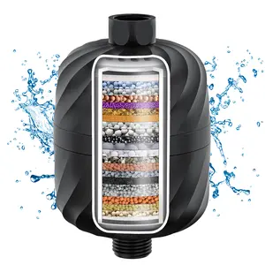 24-Stage Black Water Purifier Filter – Refresh & Revitaliz emove Chlorine Heavy Metals and Other Sediments, Reduces Dry Itchy Skin, Dandruff, High Output Hard Water Filter Replacement Cartridge Bathroom shower head filter bath pressure boost