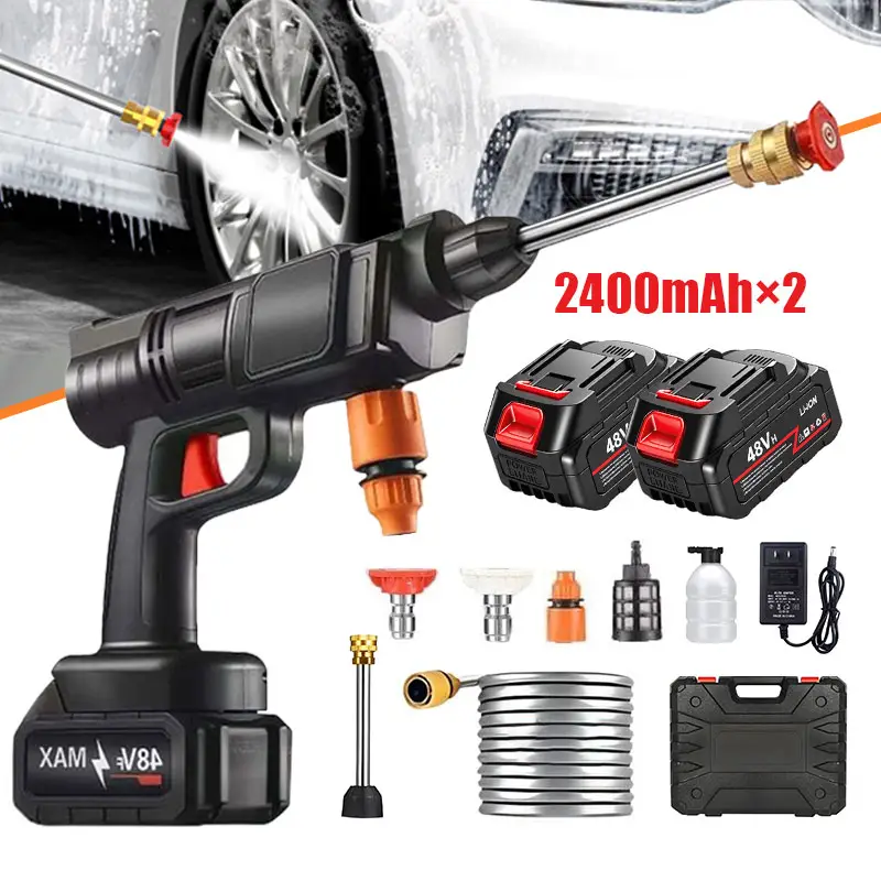 SRGARH THS Portable Cordless Car Wash Spray Gun, Two Batteries, High Voltage, for Home, Garden, Car