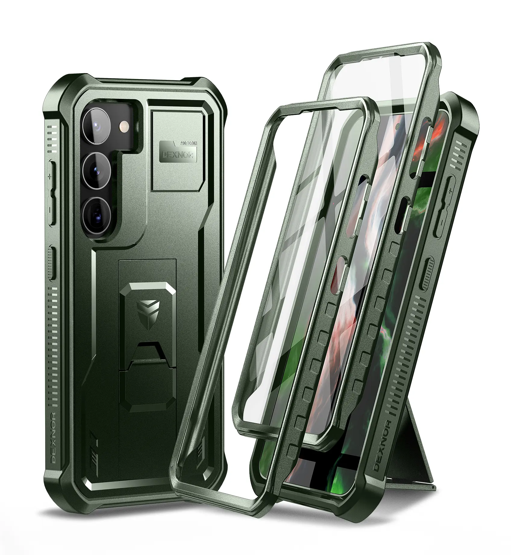 Dexnor Full Body Case for Samsung Galaxy S23 5G/6.1 inches, [Extra Front Frame] Heavy Duty Military Grade Protection Built-in Screen Protector and Kickstand for Galaxy S23 5G