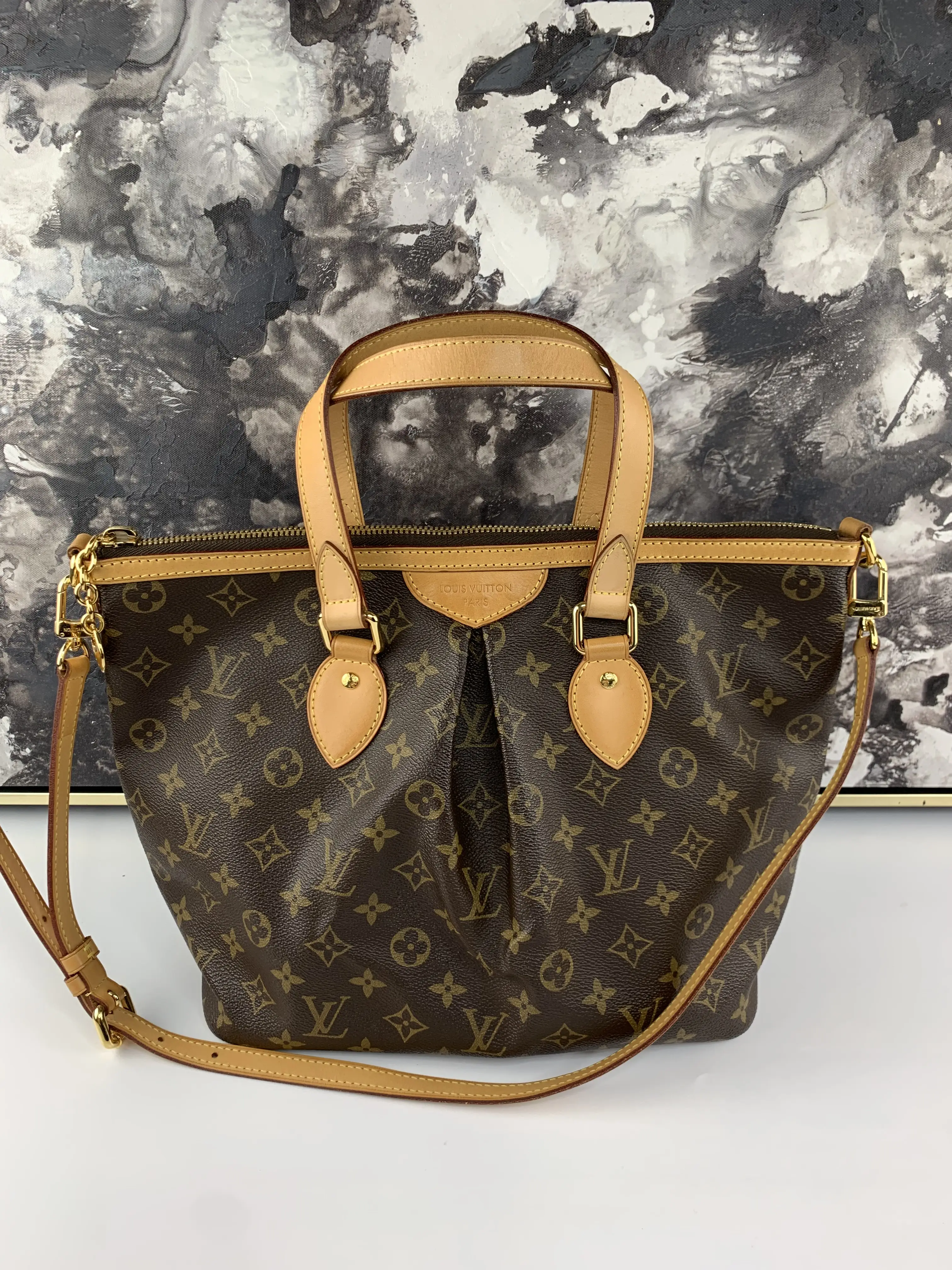 Pre-owned Louis Vuiton coated canvas and leather Crossbody Bags Palermo PM