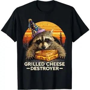 Grilled Cheese Destroyer Raccoon Meme Funny Birthday T-Shirt