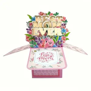 Mother Birthday Gift Card, Laser Cut Paper Decoration, Best Special Mother Day Present, Christmas Gift Idea, Pop-Up Greeting Card