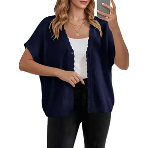 Womens Oversized Open Front Cardigan Sweaters Batwing Short Sleeve Cardigans for Women Summer Beach Outwear