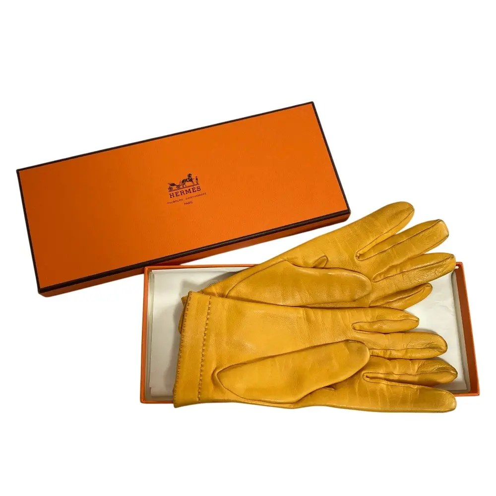 Pre-owned HERMÈS Lambskin Small Leather Goods Hermes Cadenas Zip Gloves