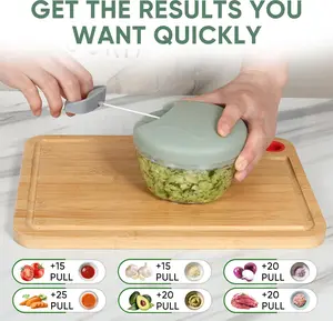 500ml Manual Food Chopper – Hand-Pull String Vegetable & Meat Chopper for Garlic, Onions, Nuts & Herbs in two colors (Green,Pink))