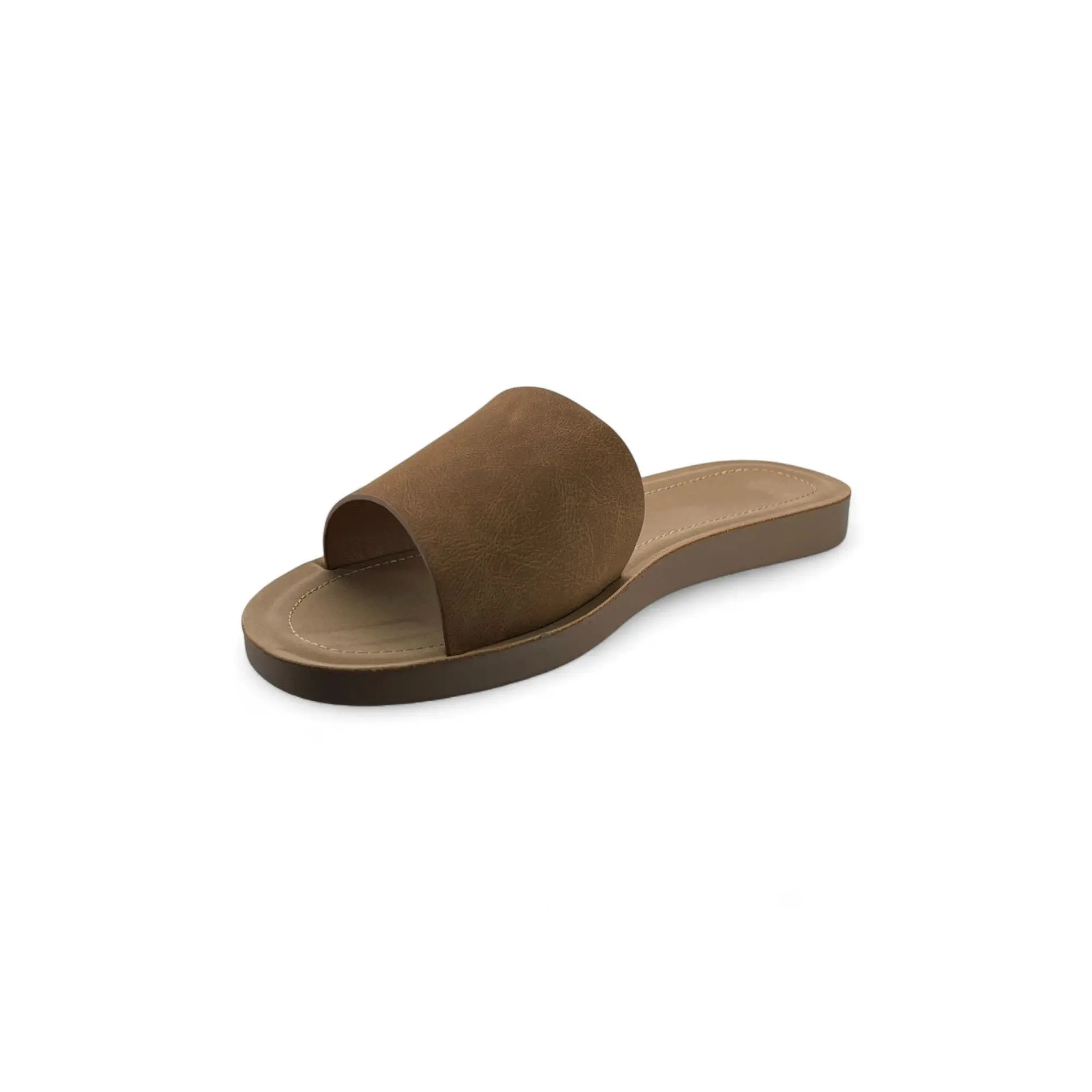 Fashion Mes Women's Slide Sandal — Open Toe Slip On Flat Casual Flip Flop