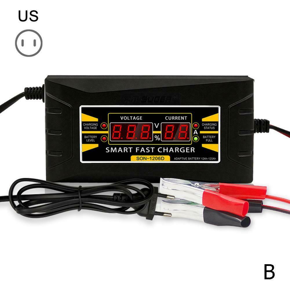 12V 6A Smart Battery Charger | Automatic Fast Trickle Charger for Lead-Acid GEL AGM | LCD Display for Car Motorcycle ATV Lawn Mower Boat