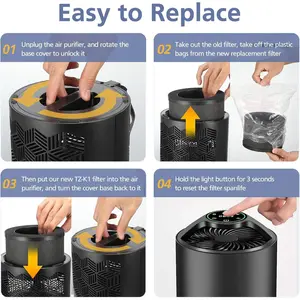 2 Pack TZ-K1 Replacement Filter Compatible with KN6391 TZ-K1 DH-JH12, for MK-01 MK-06 MJ012H, 3-in-1 Filter Replacement for Smoke Pollen, Black