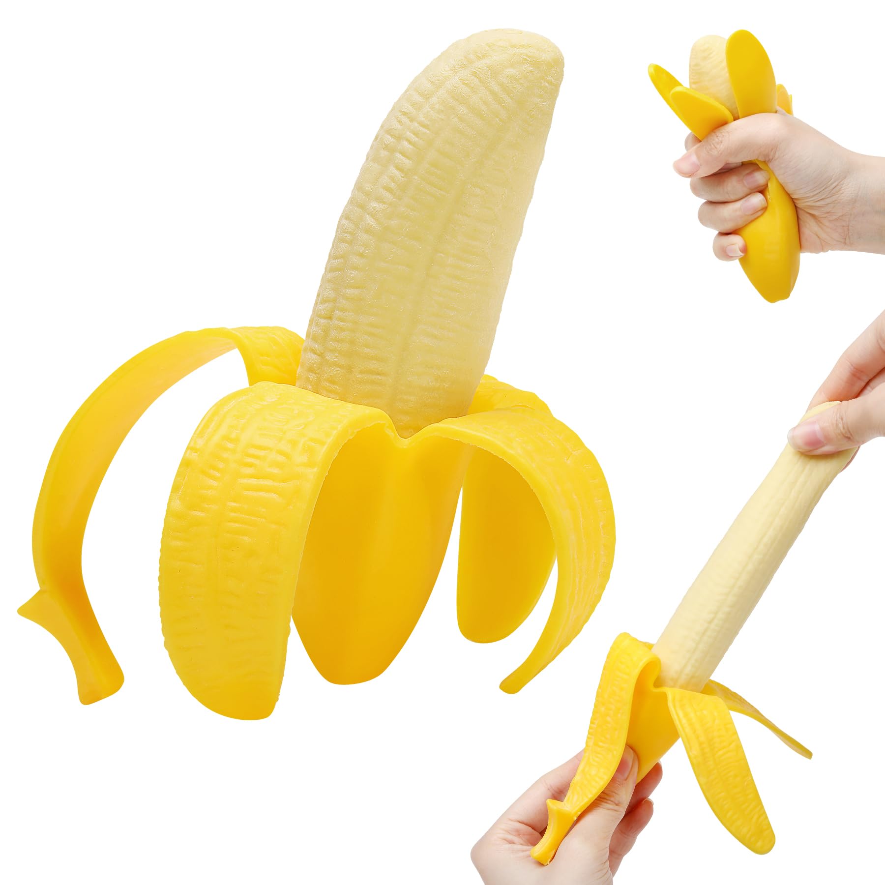 2PCS Realistic Banana Squishy  banana squishy swing  Soft Scented Stress Relief Toy with Slow Rising Fun Sensory Squeeze Toy for Children Great for Gifts and Party Prizes