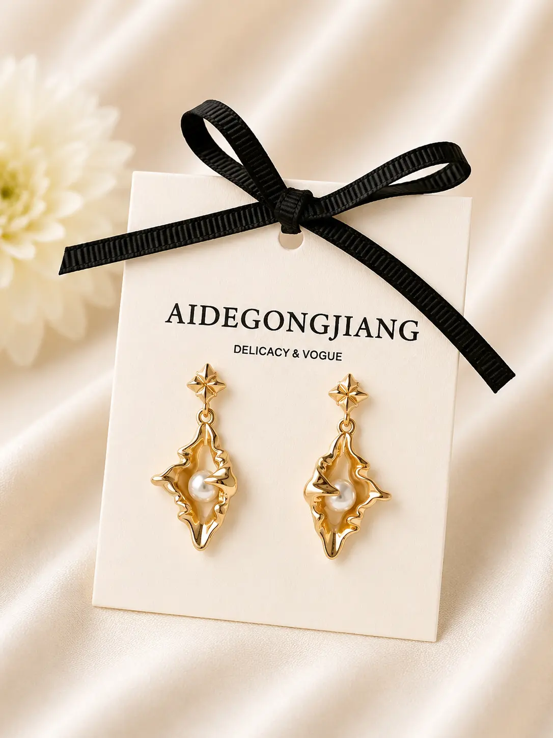 S925 Sterling Silver Gold-Plated Pearl Shell Earrings | Ocean-Inspired Statement Drop Earrings