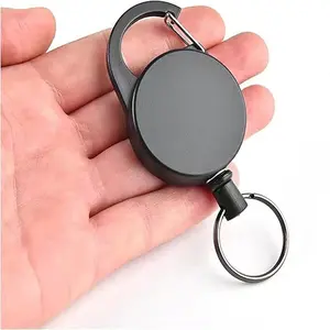 Retractable Keychain Key Holder-Rings Heavy Duty with Multitool Carabiner 25 Inches Cord Essential Key Organizer Durable Design