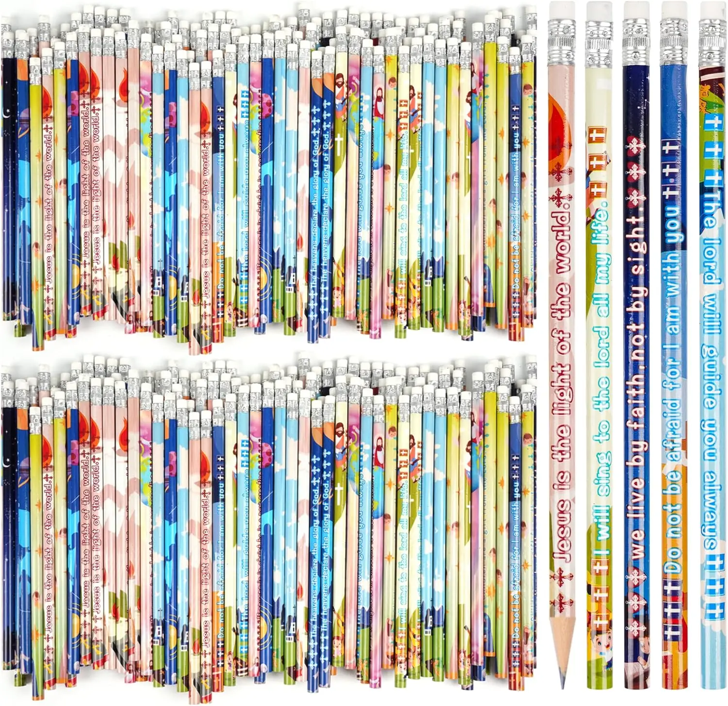 200 count  Verses Pencils Inspirational Scripture Pencils with Hollow Cross Christian Pencils for Religious Scripture Church Supplies for School Student Teacher