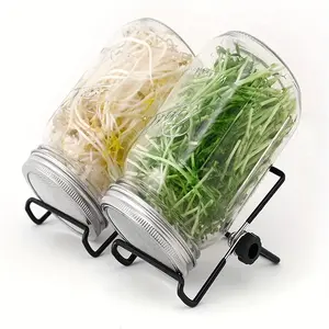 2pcs Sprouting Jar Kit: Wide Mouth Quart Mason Jars with Screen Sprout Lids & Stand - Ideal for Seeds Germination, Perfect for Growing Broccoli, Alfalfa, Mung Beans & Microgreens