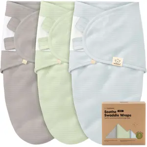 [Registry Must-Have] KeaBabies 3-Pack Soothe (Wren) Swaddle Wraps - Ultra-Breathable Waffle Knit Organic Cotton - Perfect for All-Season Comfort and Newborn Sleep