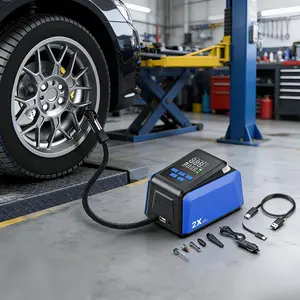 Portable tire inflator, fast inflation air pump, car tire inflator, with digital pressure gauge, LED light cordless pump, suitable for cars, motorcycles, bicycles, balls, etc.