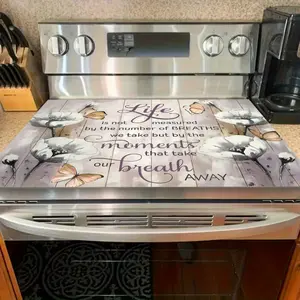 1pc Modern Floral Butterfly Design Stove Cover & Countertop Protector - 28x21 Inch Heat-Resistant Non-Slip Surface, Scratch-Resistant Easy-Clean Reusable for Kitchen Island, RV, Compact Spaces - Decorative Stovetop Cover, Stove Top Protector