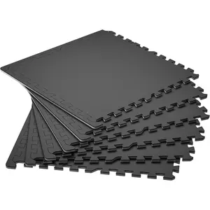 0.4'' Thick 6 count 24 Sq Ft Rubber Top Exercise Equipment Mats, High Density EVA  Mats with Rubber Top, Interlocking Gym Flooring for  Gym, Protective Workout Mat, Black