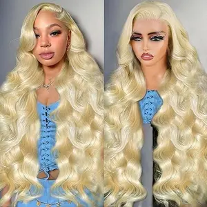 613 Blonde 13x6 Lace Frontal Wig With Drawstring Human Hair 180% Density Body Wave Human Hair Lace Front Wigs HD Transparent Wig summervibes